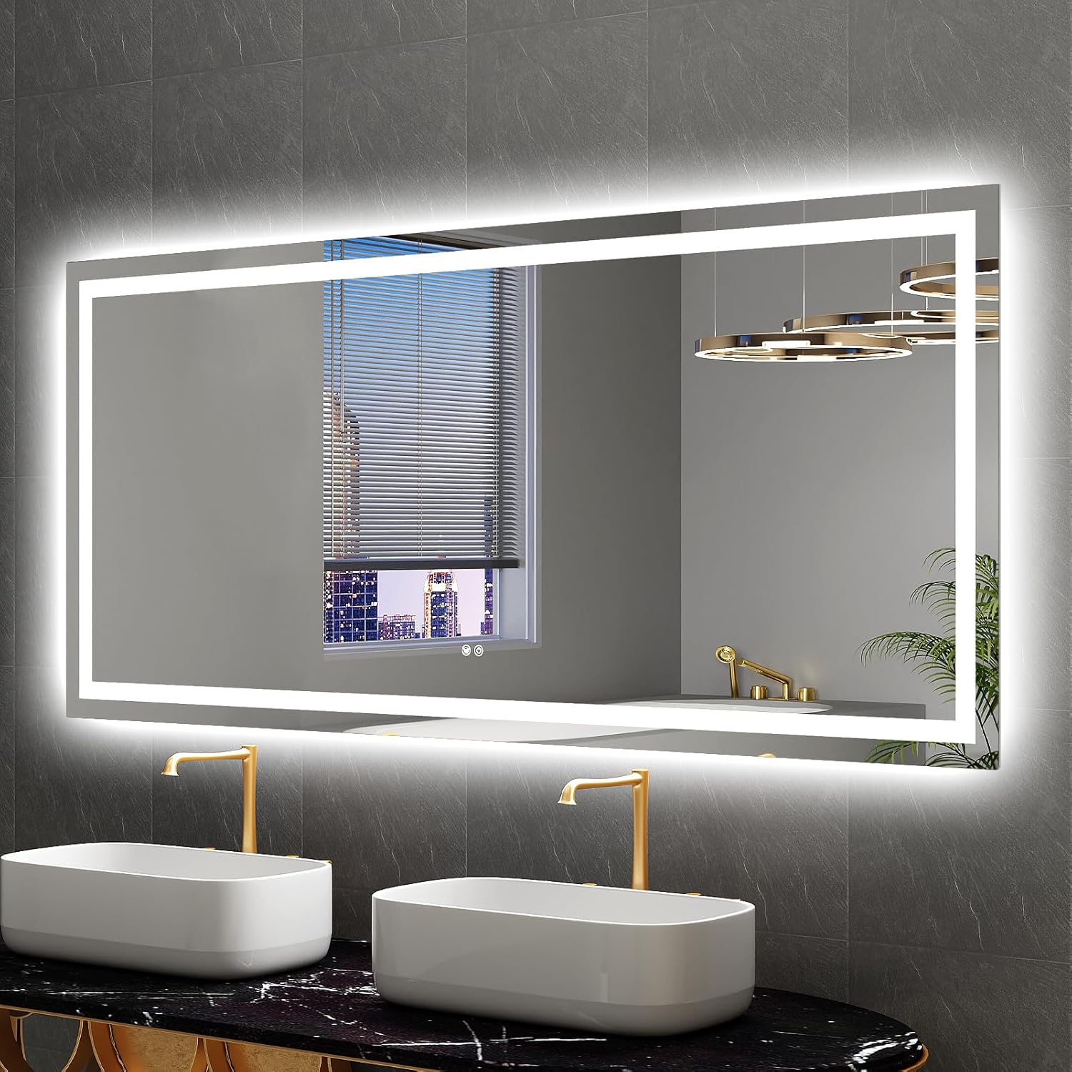 Twalsu LED Mirror for Bathroom 72x32 Lighted Bathroom Vanity Mirrors with Lights, Brighter Frontlit and Backlit Anti-Fog Mirror, Tempered Glass, Dimmable 3 Colors Light Modes, Memory Function
