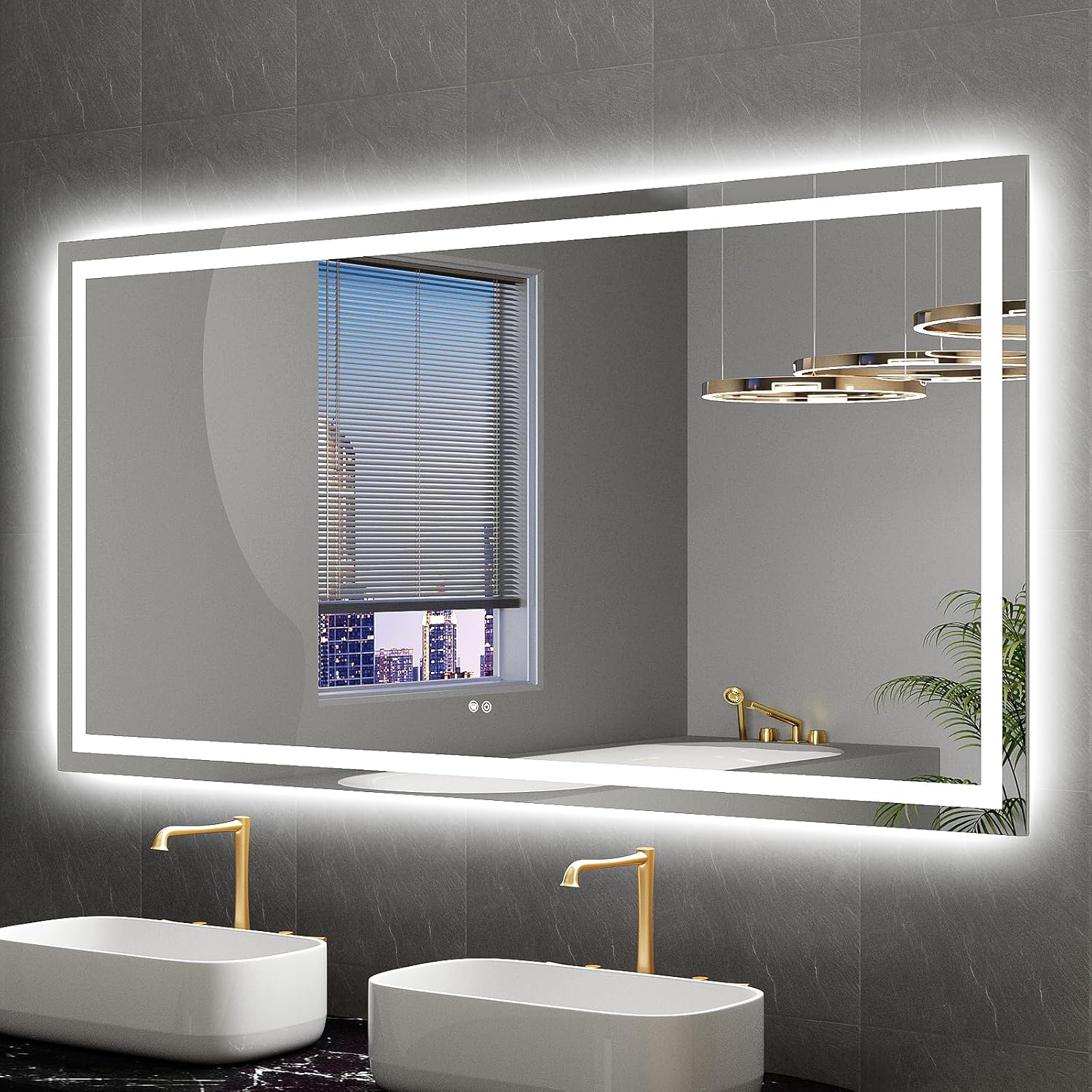 Twalsu LED Mirror for Bathroom 72x36 Lighted Bathroom Vanity Mirrors with Lights, Brighter Frontlit and Backlit Anti-Fog Mirror, Tempered Glass, Dimmable 3 Colors Light Modes, Memory Function