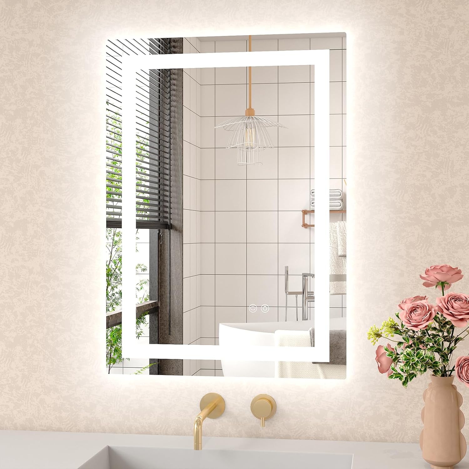 Twalsu LED Mirror for Bathroom 20x28 Lighted Bathroom Vanity Mirrors with Lights, Brighter Frontlit and Backlit Anti-Fog Mirror, Tempered Glass, Dimmable 3 Colors Light Modes, Memory Function